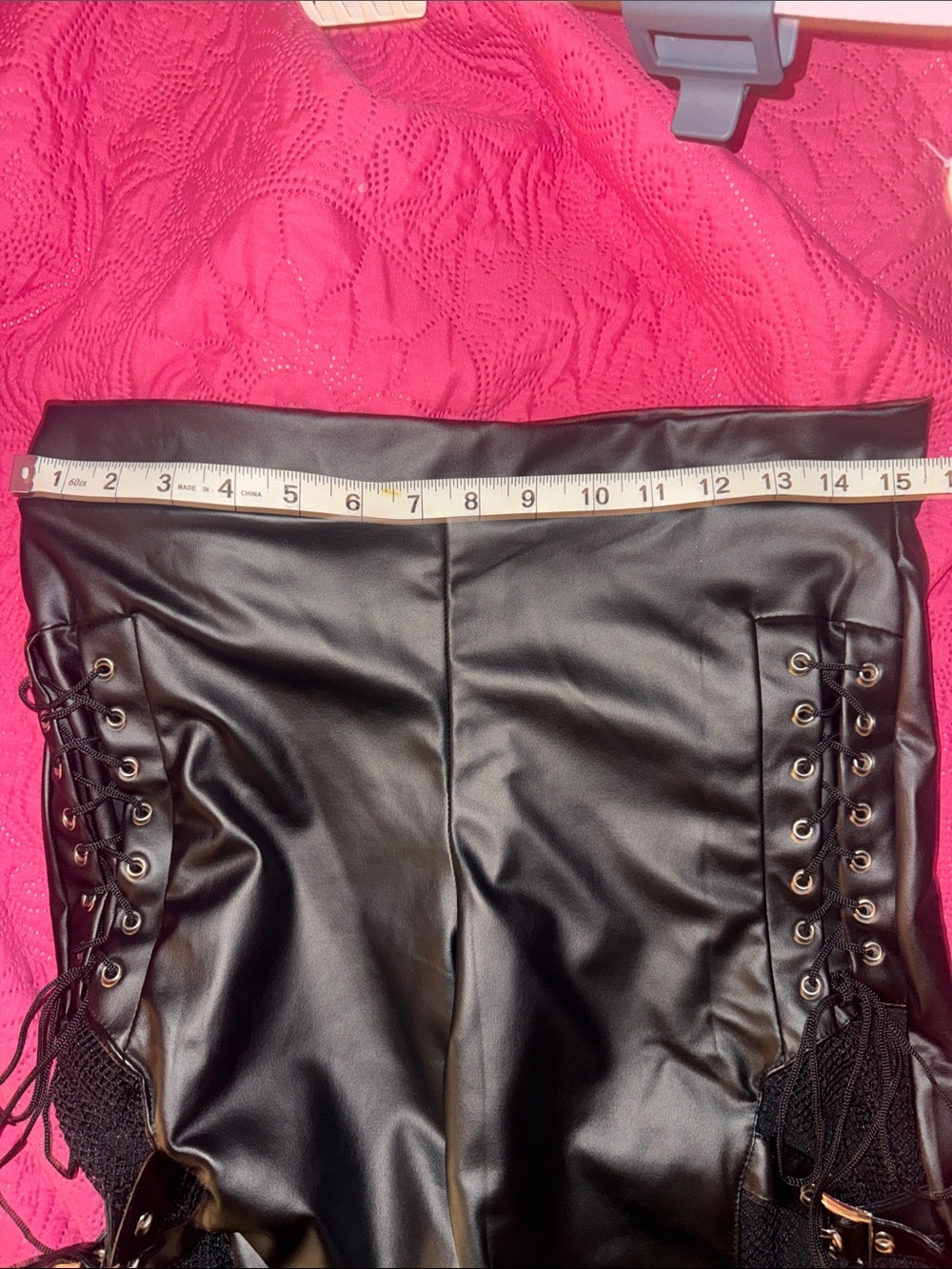 Source Unknown Black Faux Leather Lace-Up Flare Pants - Picture 7 of 13